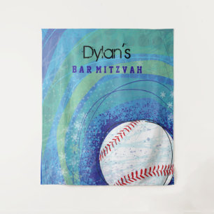 BASEBALL CRAZE Bar Bat Mitzvah Invitation Tapestry
