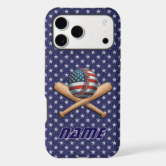 Baseball Crossed Bats American Flag 