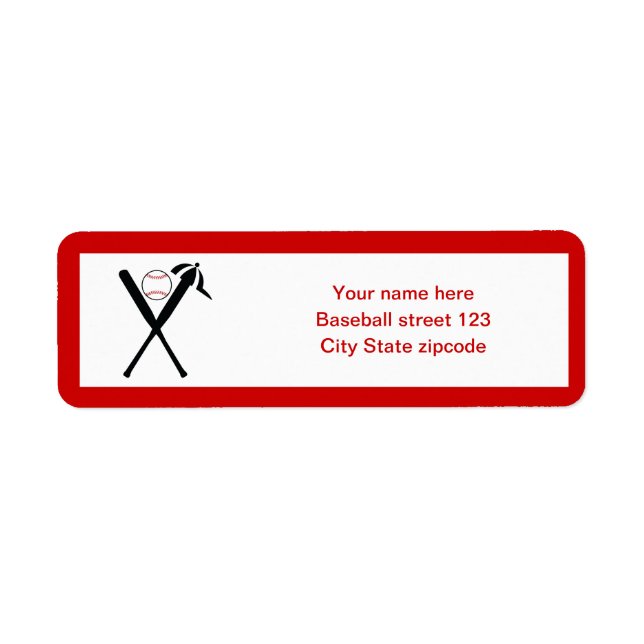 Baseball crossed bats and cap black, red custom (Front)