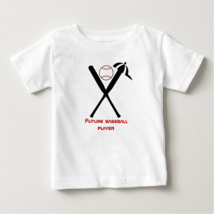 Baseball crossed bats and cap black, red custom baby T-Shirt