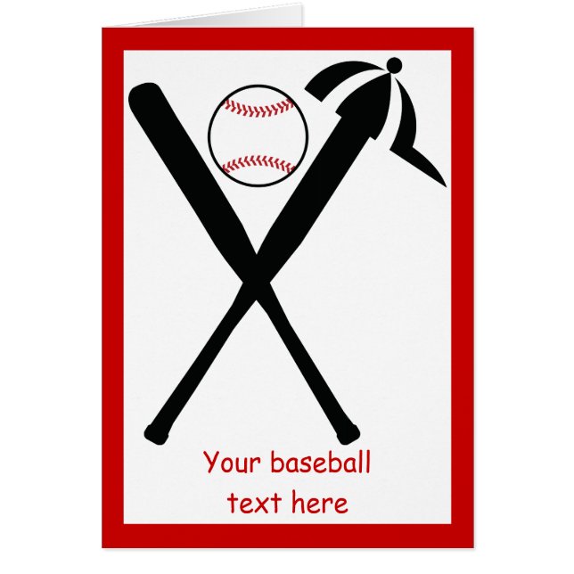 Baseball crossed bats and cap greeting card (Front)