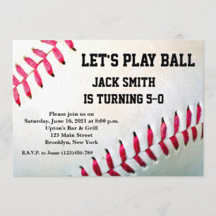 Baseball Custom Man Birthday Invitation