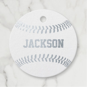 Baseball Custom Team or Player Name Sports Silver Favour Tags