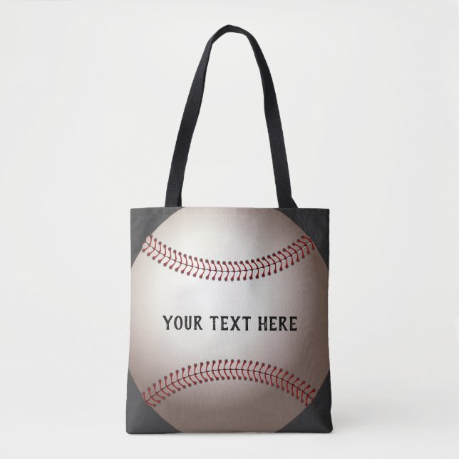 baseball custom tote bag add your own text (Front)