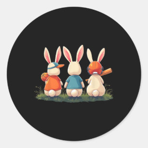 Baseball Cute Easter Sports Bunnies Basketball Foo Classic Round Sticker