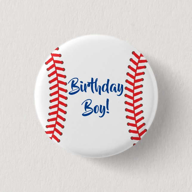 Baseball Cute Sports 1st Birthday Party 1 Inch Round Button (Front)