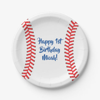 Baseball Cute Sports 1st Birthday Party Paper Plate