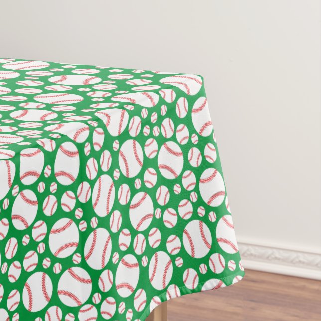 Baseball Cute Sports 1st Birthday Party Tablecloth (In Situ)