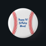 Baseball Cute Sports Kid's Birthday Party 1 Inch Round Button<br><div class="desc">This cute baseball sports theme party collection is perfect for a one year old kid with a spring or summer birthday!  Makes a great 1st birthday party theme or any age for a boy or girl!</div>