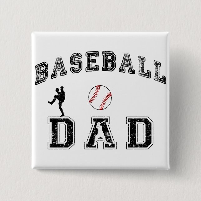 Baseball Dad 2 Inch Square Button (Front)