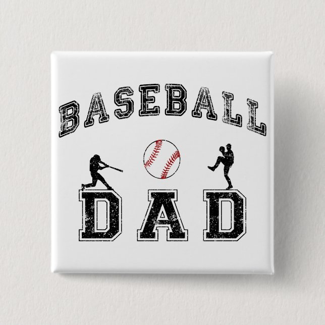Baseball DAD 2 Inch Square Button (Front)