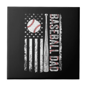 Baseball Dad American Flag Patriotic Father's Day  Tile