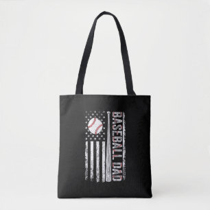 Baseball Dad American Flag Patriotic Father's Day Tote Bag
