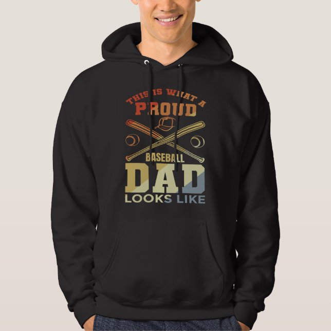 Baseball Dad Baseball Father Baseball Papa Hoodie (Front)