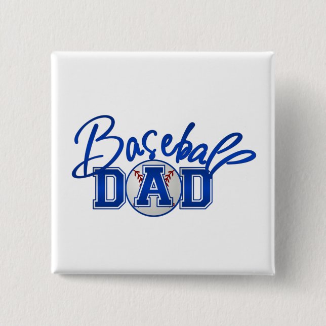 Baseball DAD blue 2 Inch Square Button (Front)