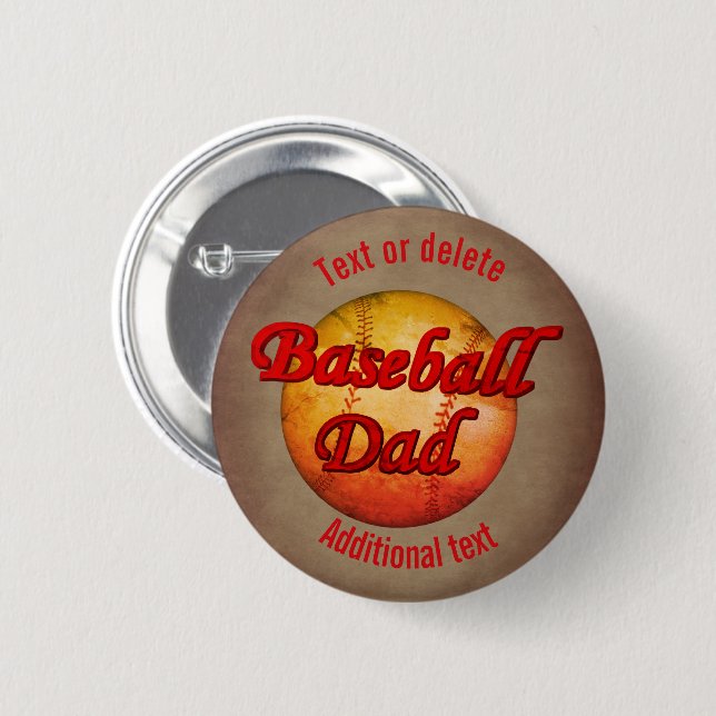 Baseball Dad Cute Personalized 2 Inch Round Button (Front & Back)