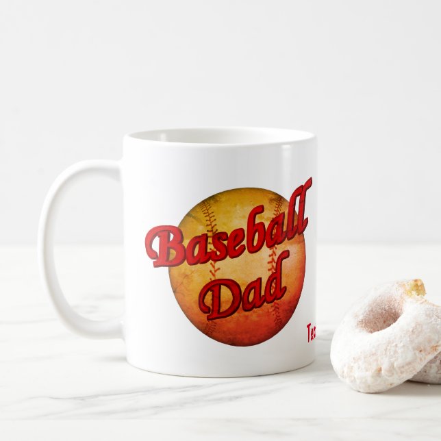 Baseball Dad Cute Personalized Coffee Mug (With Donut)