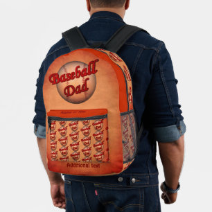 Baseball Dad Cute Personalized  Printed Backpack