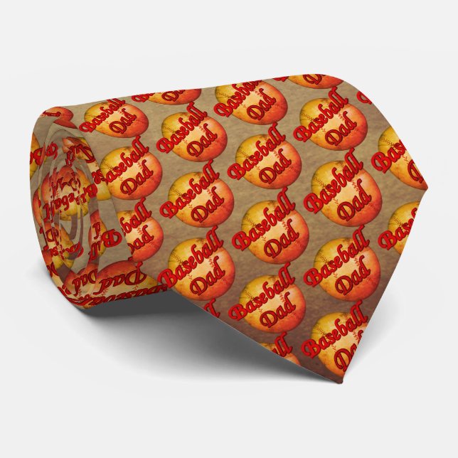 Baseball Dad Design Tie (Rolled)