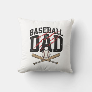 Baseball Dad Distressed Vintage Engraving Shirt De Throw Pillow