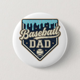 Baseball Dad Drippy Home Plate Vintage Vector Desi 2 Inch Round Button