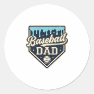 Baseball Dad Drippy Home Plate Vintage Vector Desi Classic Round Sticker