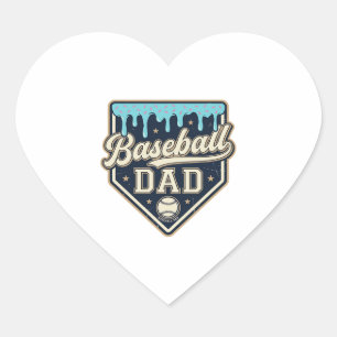 Baseball Dad Drippy Home Plate Vintage Vector Desi Heart Sticker