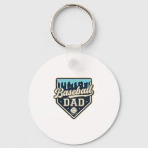 Baseball Dad Drippy Home Plate Vintage Vector Desi Keychain