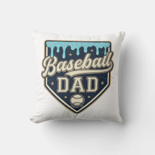 Baseball Dad Drippy Home Plate Vintage Vector Desi Throw Pillow