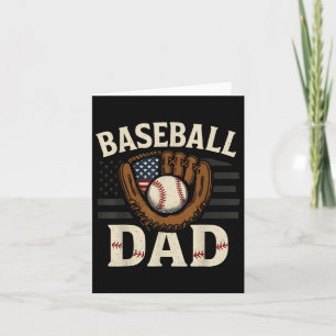 Baseball Dad Fathers Day American Usa Flag Men Boy Card