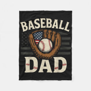 Baseball Dad Fathers Day American Usa Flag Men Boy Fleece Blanket