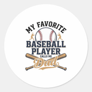 Baseball Dad Favourite Player Vintage Shirt Design Classic Round Sticker