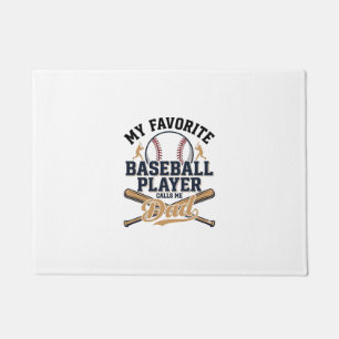 Baseball Dad Favourite Player Vintage Shirt Design Doormat