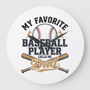 Baseball Dad Favourite Player Vintage Shirt Design Large Clock