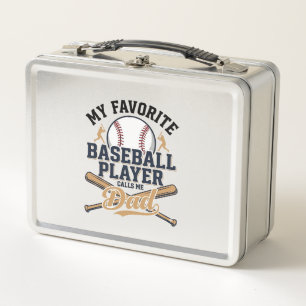 Baseball Dad Favourite Player Vintage Shirt Design Metal Lunch Box