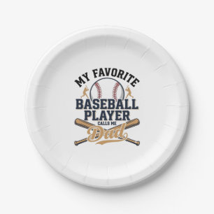 Baseball Dad Favourite Player Vintage Shirt Design Paper Plate