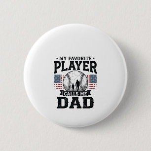 Baseball Dad Favourite Player Vintage Vector Desig 2 Inch Round Button