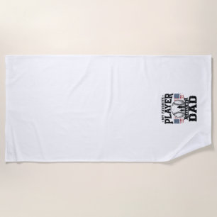 Baseball Dad Favourite Player Vintage Vector Desig Beach Towel
