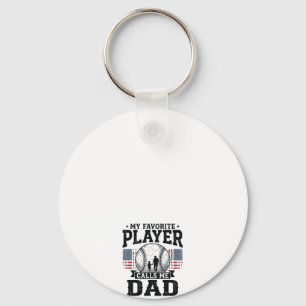 Baseball Dad Favourite Player Vintage Vector Desig Keychain