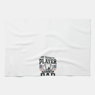 Baseball Dad Favourite Player Vintage Vector Desig Kitchen Towel