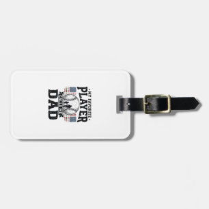 Baseball Dad Favourite Player Vintage Vector Desig Luggage Tag