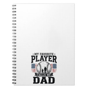 Baseball Dad Favourite Player Vintage Vector Desig Notebook