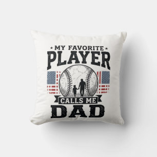 Baseball Dad Favourite Player Vintage Vector Desig Throw Pillow