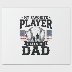 Baseball Dad Favourite Player Vintage Vector Desig Wrapping Paper