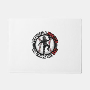 Baseball Dad Monster Vintage Catcher Shirt Design_ Doormat