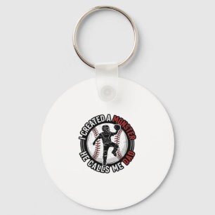 Baseball Dad Monster Vintage Catcher Shirt Design_ Keychain