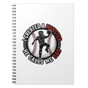 Baseball Dad Monster Vintage Catcher Shirt Design_ Notebook