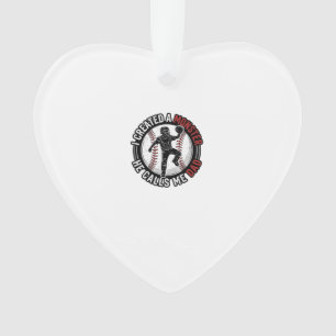 Baseball Dad Monster Vintage Catcher Shirt Design_ Ornament