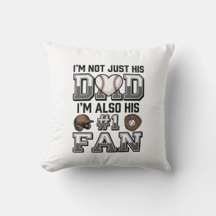 Baseball Dad Number 1 Fan Vintage Shirt Design_1 Throw Pillow