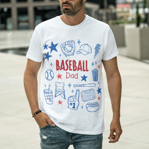 Baseball Dad Retro Game Day Icons T-Shirt